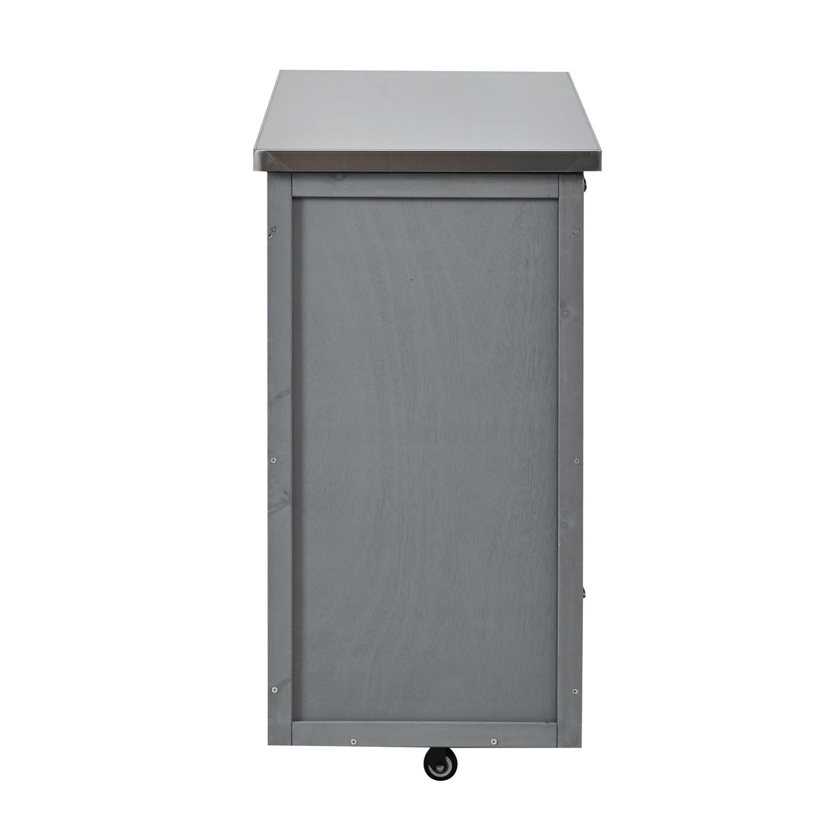 Outdoor Kitchen Island by HouseOfZazla with gray fir wood and stainless steel top on wheels on Tampa Home & Garden Store