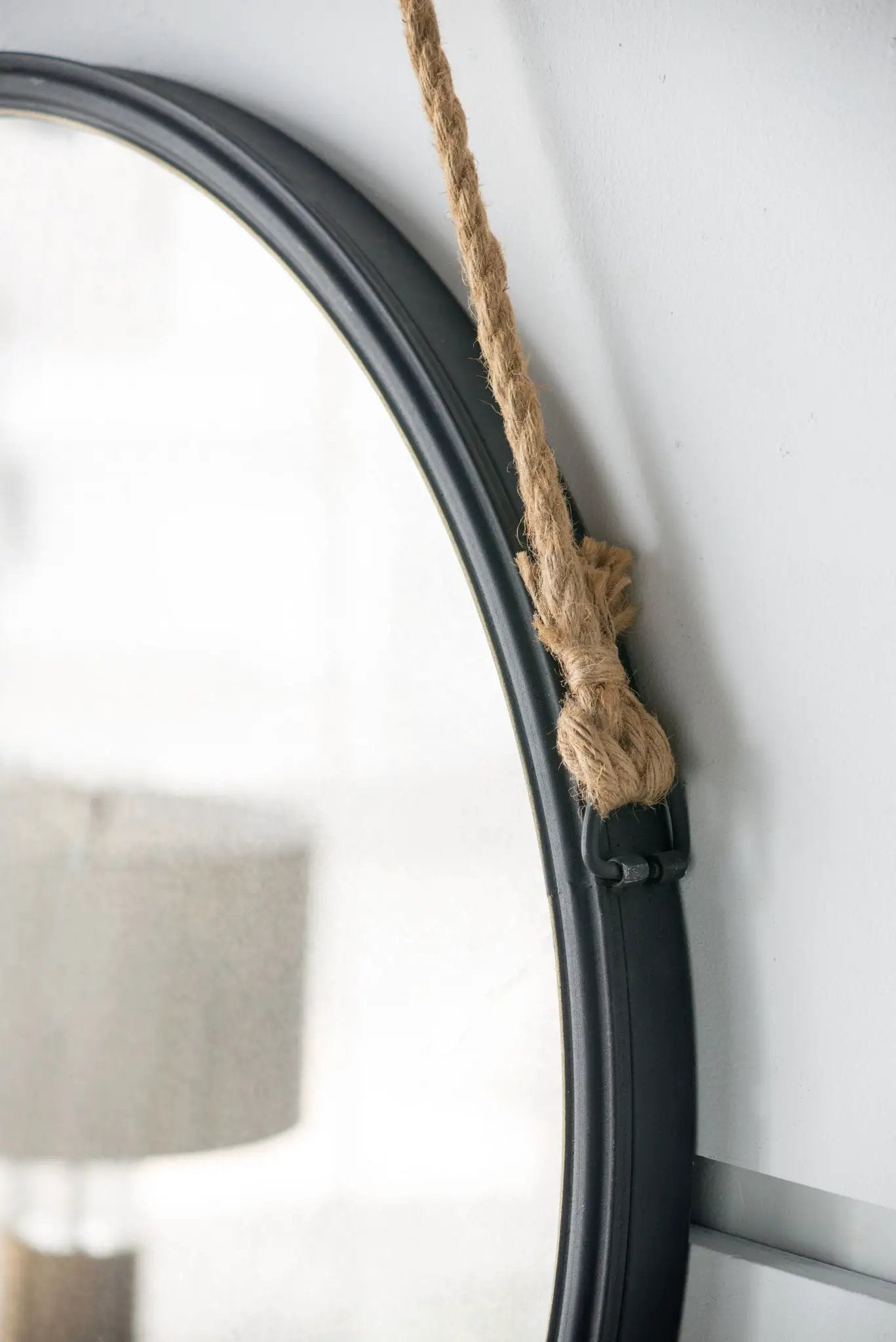 Circle wall mirror with rope strap and metal frame Cleveland style Unique Piece Furniture on Tampa Home & Garden Store