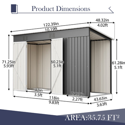 Outdoor Metal Shed with Lockable Door and Floor