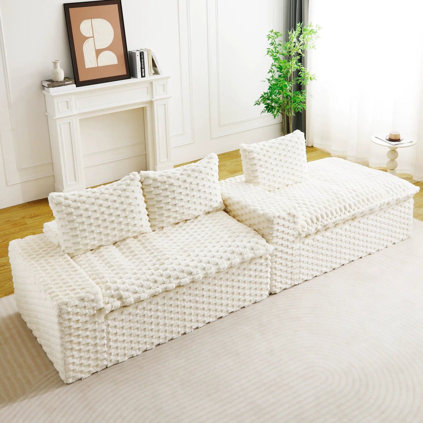 Modular Sofa, Convertible Twin Seat with Chaise