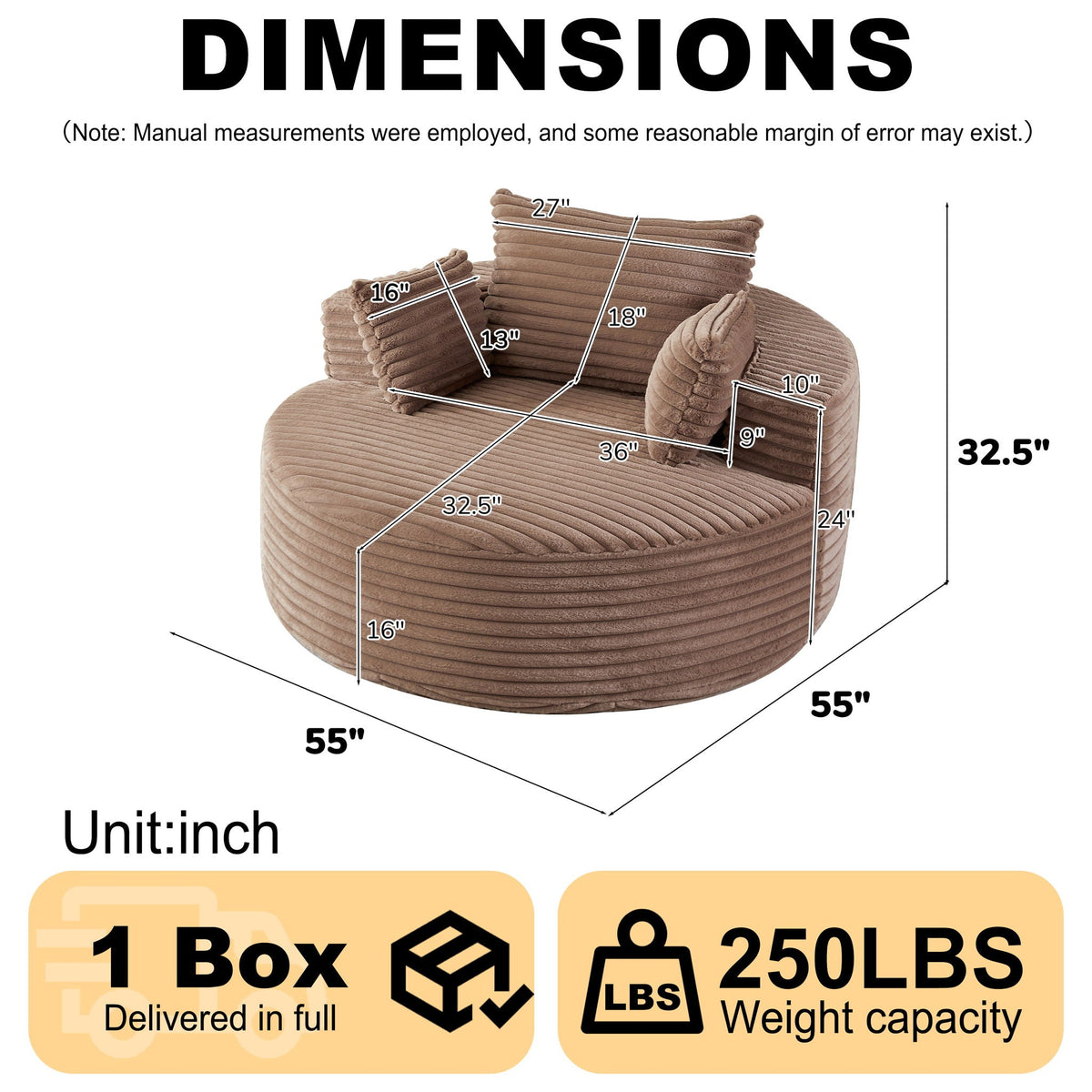 Modern single sofa with a backrest pillow