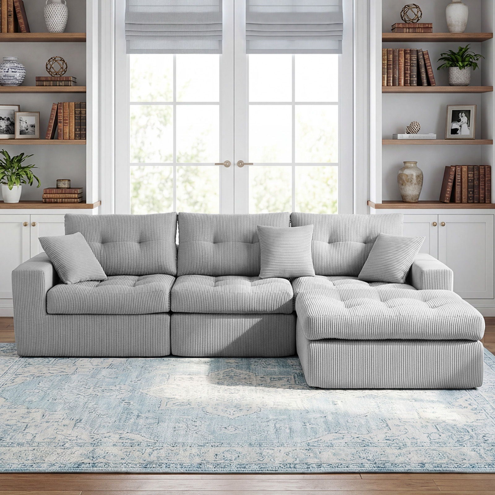 Corner Chaise L-Shaped Sofa Bed, gray, 2-piece by HouseOfZazla on Tampa Home & Garden Store