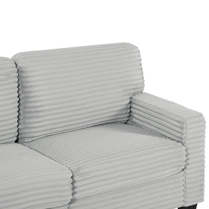 Upholstered U-Shaped sectional sofa cushions in light gray ribbed fabric, 2-piece set on Tampa Home & Garden Store
