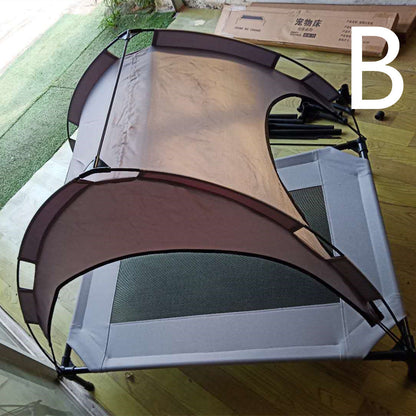 Pet Outdoor Loft Bed Camp Tent by Sell My Stuff, brown fabric with black frame and mesh on Tampa Home & Garden Store