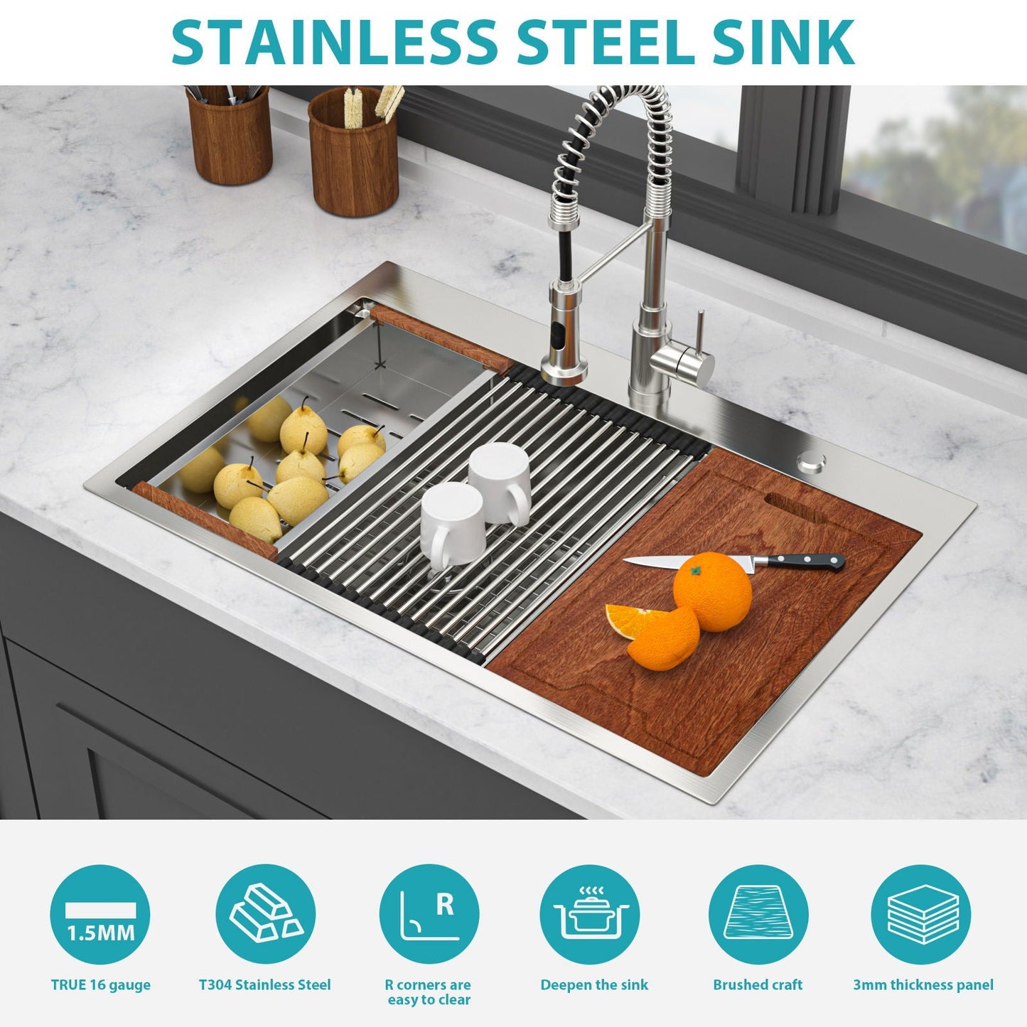 Topmount Double Bowl Kitchen Sink For Home