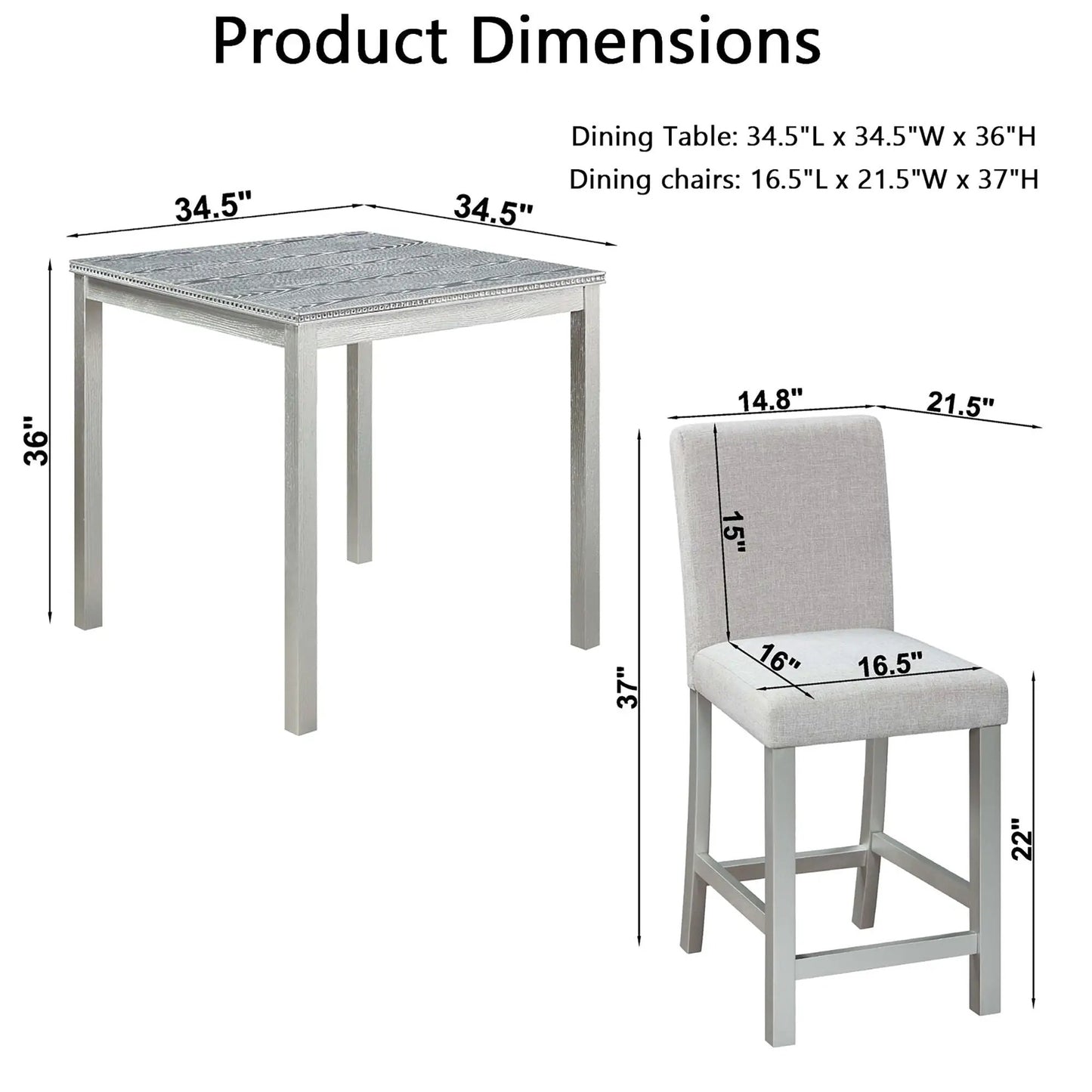 5 Piece Counter Height Dining Set table and 4 gray fabric chairs Unique Piece Furniture on Tampa Home & Garden Store
