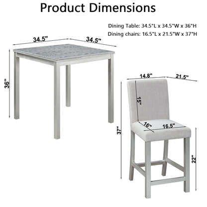 5 Piece Counter Height Dining Set table and 4 gray fabric chairs Unique Piece Furniture on Tampa Home & Garden Store