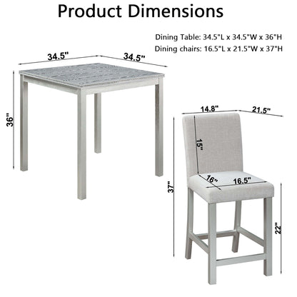 Counter Height 5 Piece Dining Set with Upholstered Gray Chairs and Table by HouseOfZazla on Tampa Home & Garden Store
