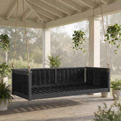 Premium Acacia Wood Outdoor Twin Swing Bed