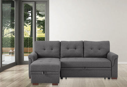 Destiny reversible sleeper sectional with storage chaise in dark gray fabric HouseOfZazla on Tampa Home & Garden Store