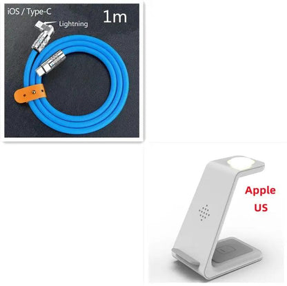 FLIPSTYLEZLLC 3-in-1 fast charging station with blue 1m iOS/Type-C Lightning cable and Apple US stand on Tampa Home & Garden Store