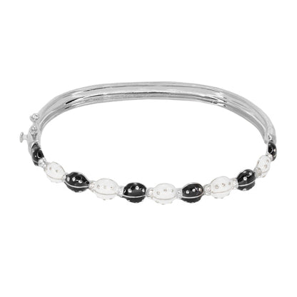 Lady Bug Bangle bracelet with black and white beads on a silver-tone band by Lauren G Adams on Tampa Home & Garden Store