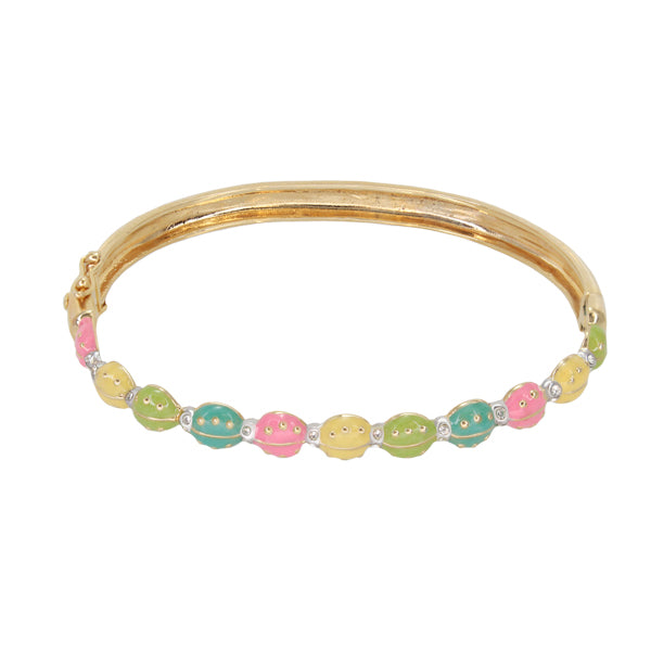 Lady Bug Bangle stackable bracelet in gold tone with pastel beads by Lauren G Adams on Tampa Home & Garden Store