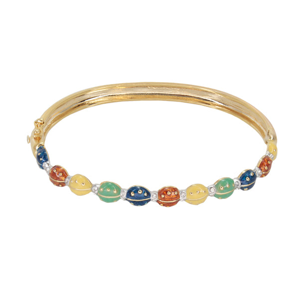 Lady Bug Bangle stackable bracelet with multicolor beads on gold-tone band on Tampa Home & Garden Store