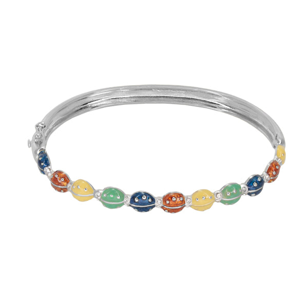 Lady Bug Bangle stackable bracelet by Lauren G Adams, silver-tone band with rainbow beads on Tampa Home & Garden Store