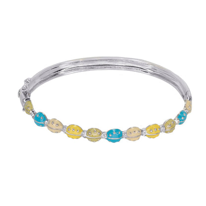 Lady Bug Bangle bracelet by Lauren G Adams, silver-toned stackable with yellow and teal beads on Tampa Home & Garden Store