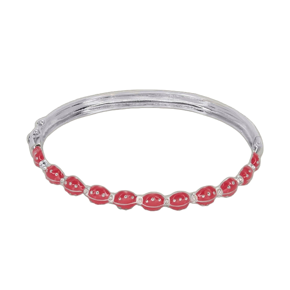 Lady Bug Bangle bracelet by Lauren G Adams, red ladybug beads on a silver band stackable on Tampa Home & Garden Store