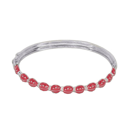 Lady Bug Bangle stackable bracelet, silver-toned band with pink bead ladybugs, Lauren G Adams on Tampa Home & Garden Store