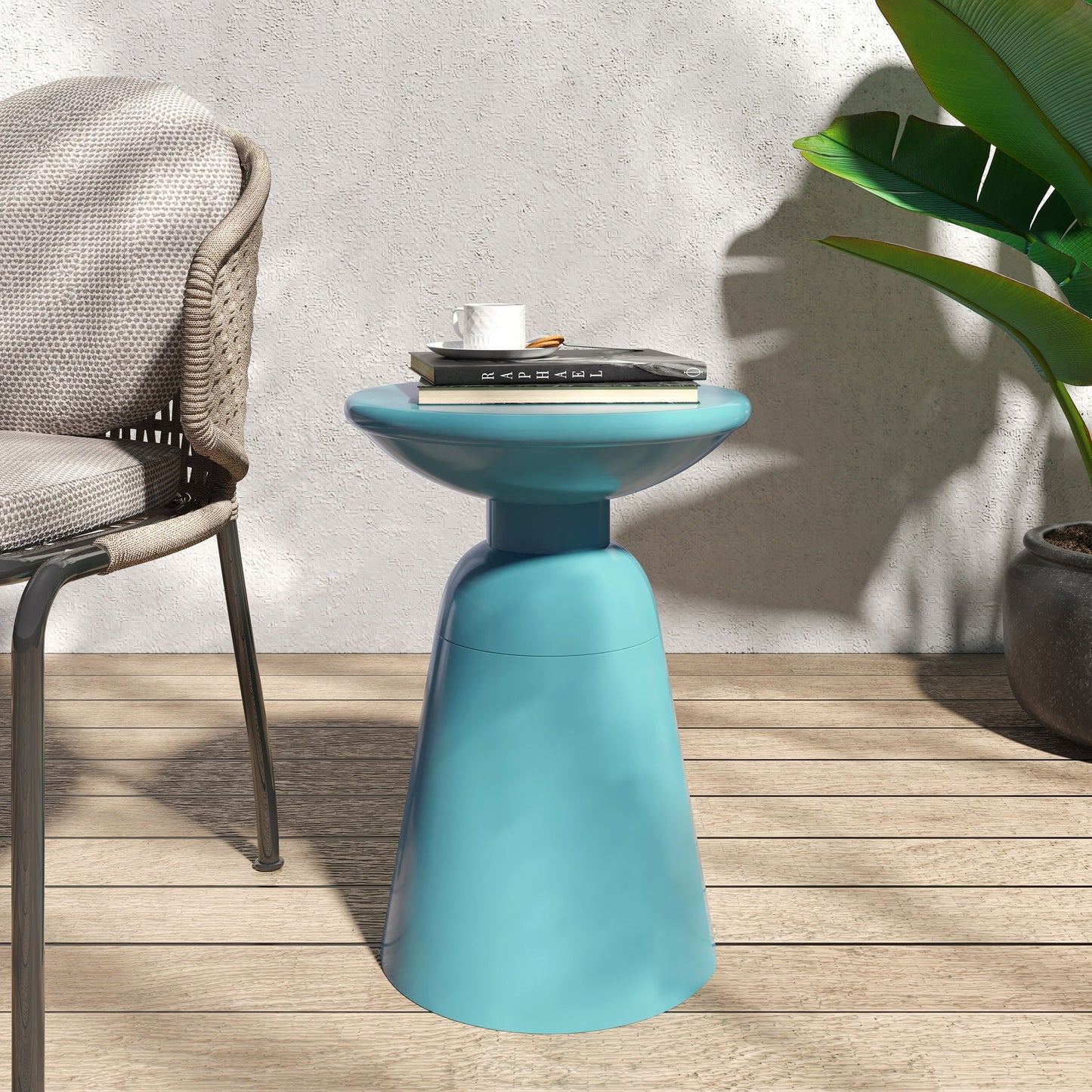 Modern Round Metal Pedestal Outdoor Table