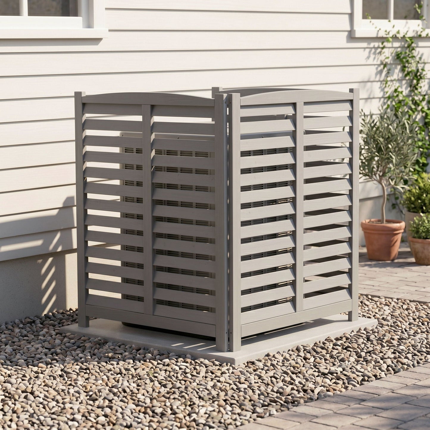 Solid Wood and Air Conditioner Privacy Fence