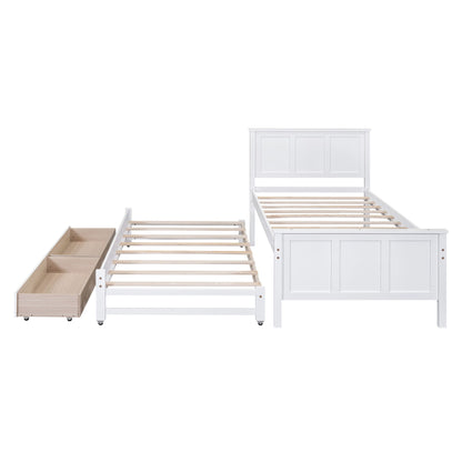 White platform bed with trundle and drawers, wood slat base, HouseOfZazla on Tampa Home & Garden Store