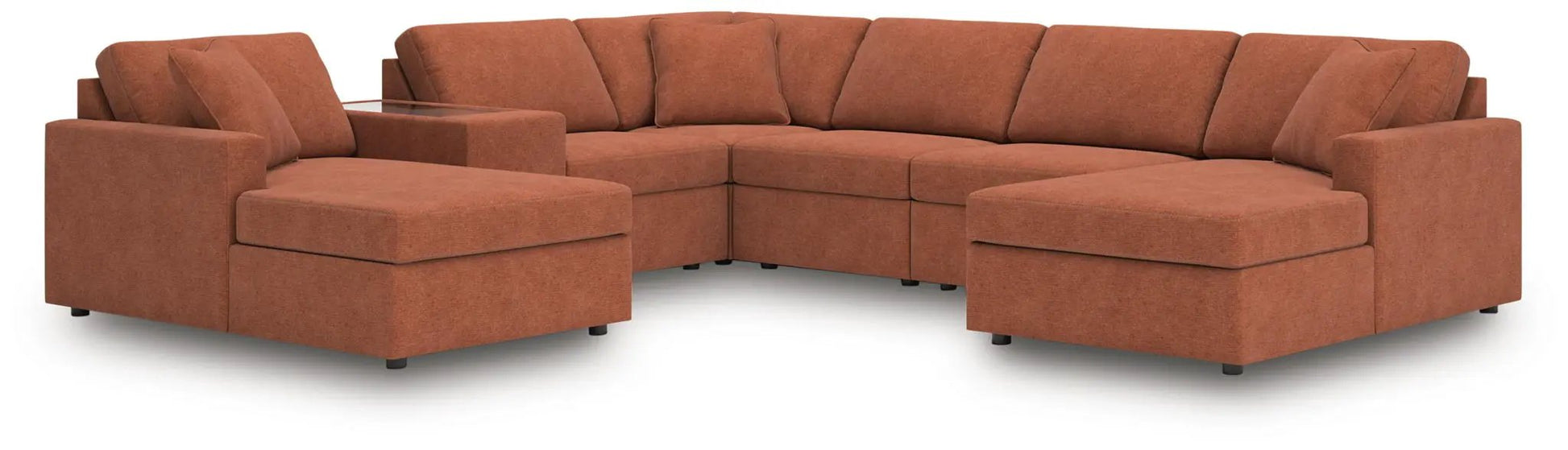Modmax sectional Spice fabric sofa with left and right chaise, brown-orange upholstery on Tampa Home & Garden Store