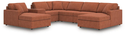 Modmax sectional Spice fabric sofa with left and right chaise, brown-orange upholstery on Tampa Home & Garden Store