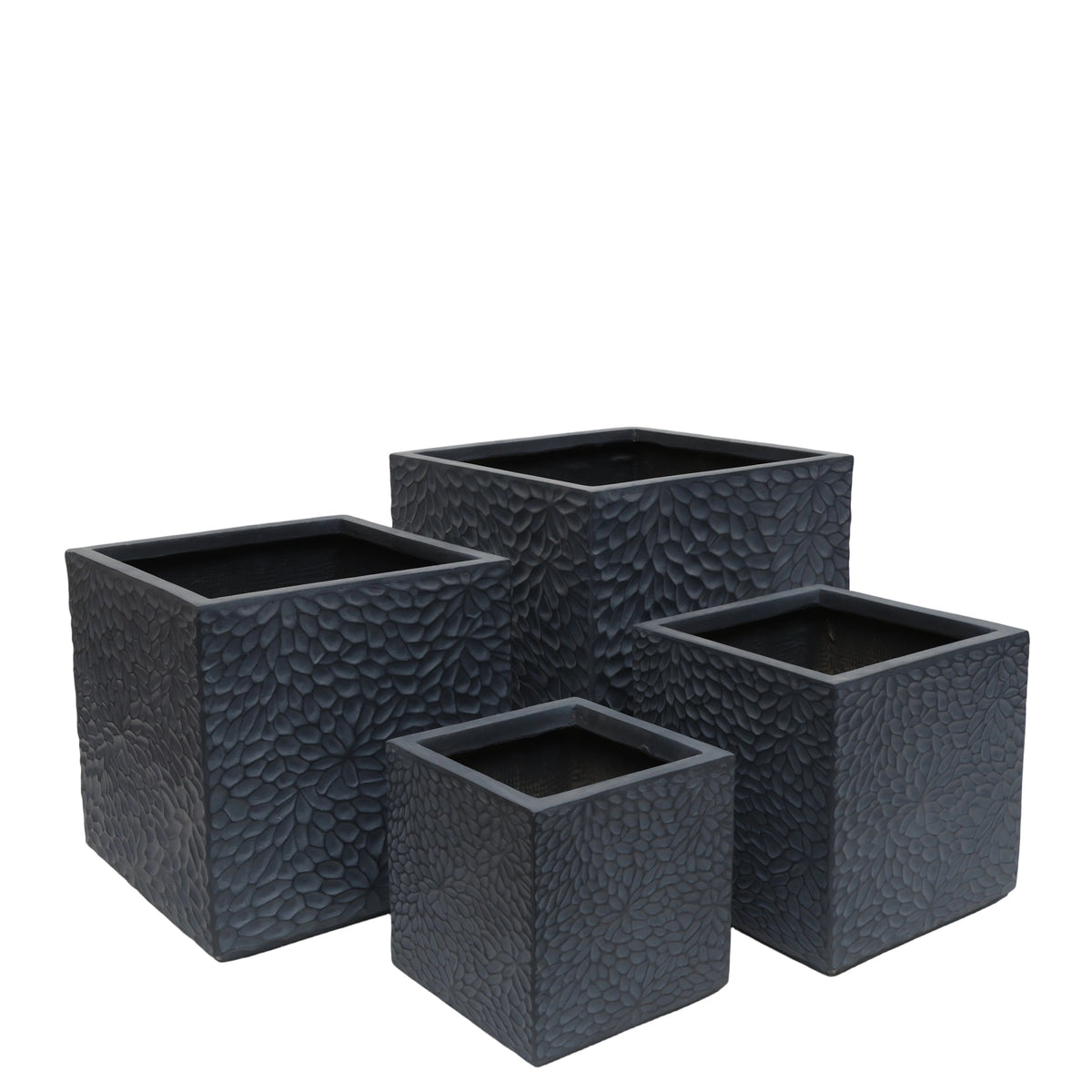 Planter set of 4, magnesium oxide, square textured pebble outdoor planters by HouseOfZazla on Tampa Home & Garden Store