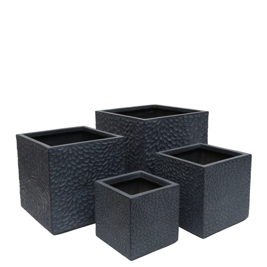Planter set of 4, magnesium oxide, square textured pebble outdoor planters by HouseOfZazla on Tampa Home & Garden Store
