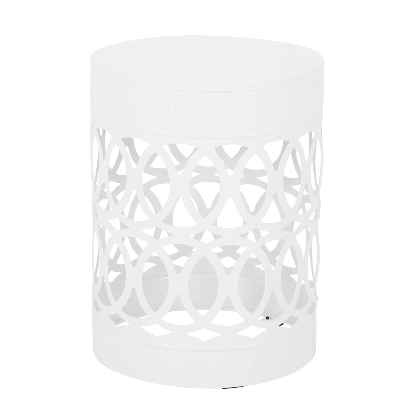 Large Outdoor Metal End Table with Floral Cut