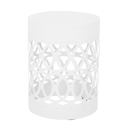 Large Outdoor Metal End Table with Floral Cut