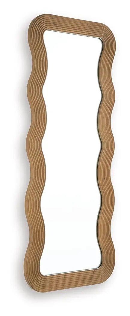 Ellisonville floor mirror with brown wavy wood frame by Unique Piece Furniture on Tampa Home & Garden Store