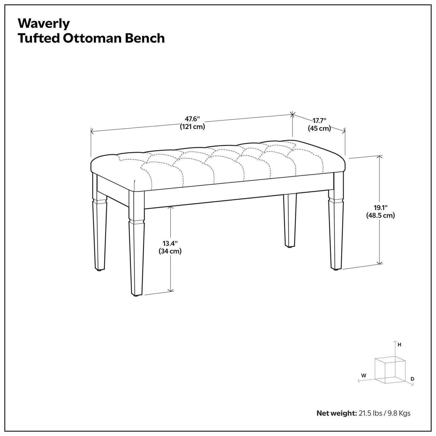 Waverly Upholstered Tufted Ottoman Bench