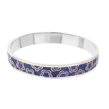 Flowers Design Slip-On Bangle by Lauren G Adams, blue enamel floral pattern bracelet on Tampa Home & Garden Store