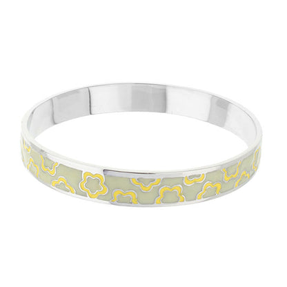 Flowers Design Slip-On Bangle by Lauren G Adams, silver bracelet with yellow floral motif on Tampa Home & Garden Store