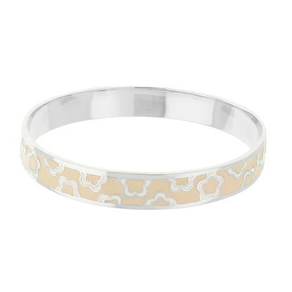 Flowers Design Slip-On Bangle in beige floral enamel with silver trim by Lauren G Adams on Tampa Home & Garden Store