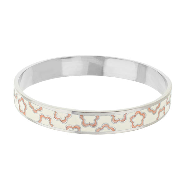 Flowers Design Slip-On Bangle by Lauren G Adams; silver-tone bracelet with floral pattern on Tampa Home & Garden Store