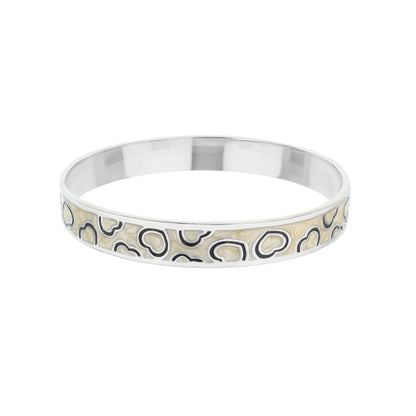 Lots of Love Slip-On Bangle by Lauren G Adams, silver-tone with beige heart-pattern enamel on Tampa Home & Garden Store