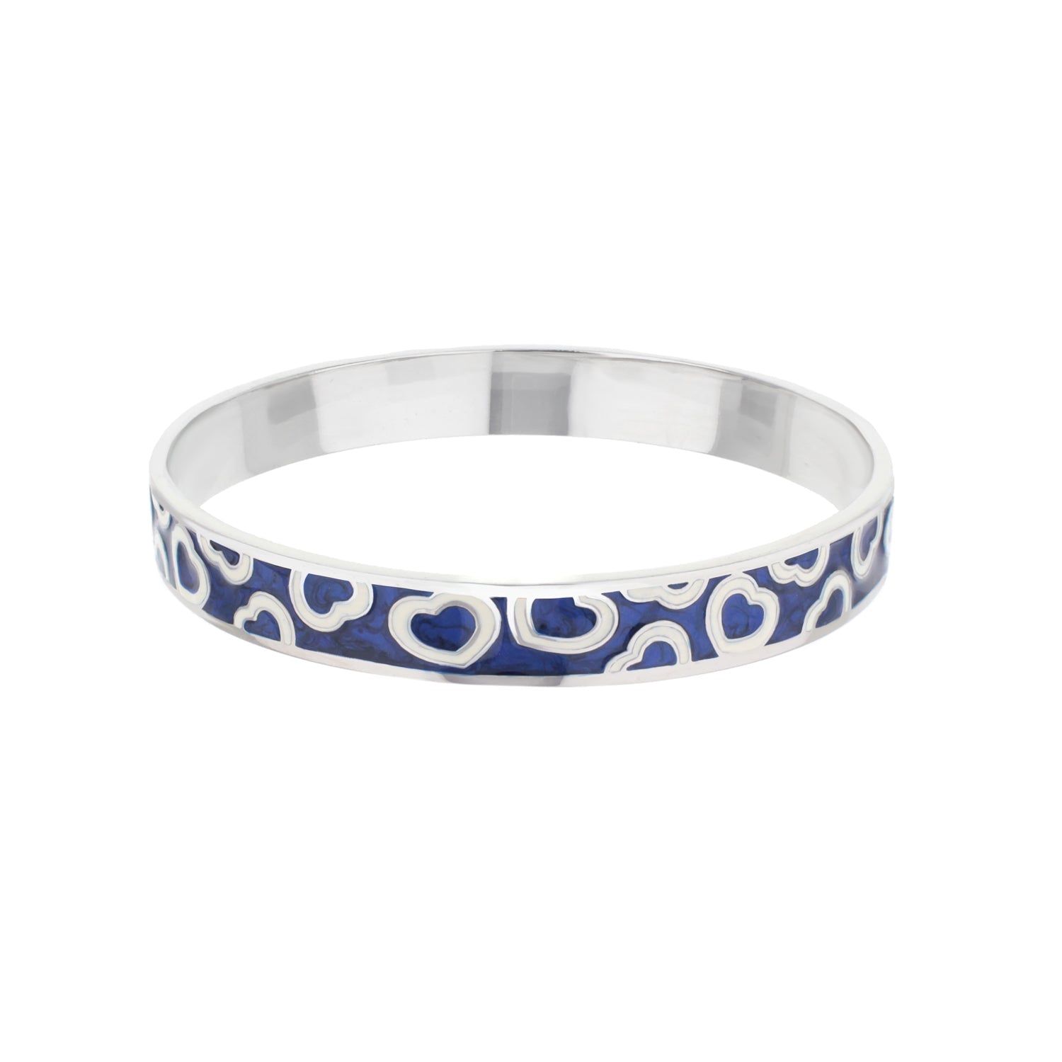 Lots of Love Slip-On Bangle, silver-tone bracelet with blue enamel heart motif on Tampa Home & Garden Store