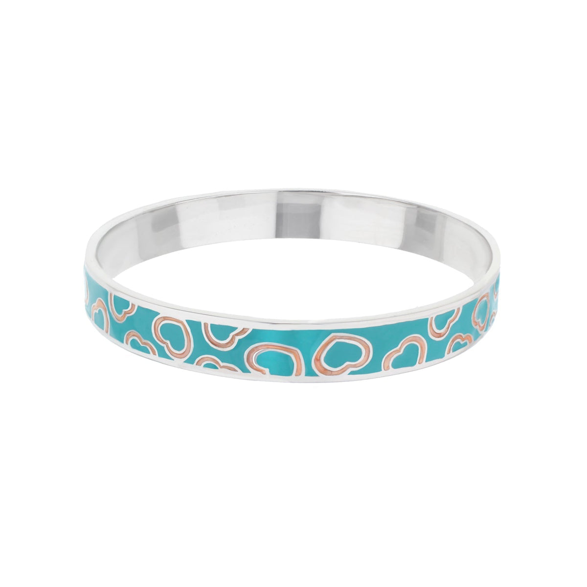 Lots of Love Slip-On Bangle turquoise enamel bracelet with heart pattern by Lauren G Adams on Tampa Home & Garden Store