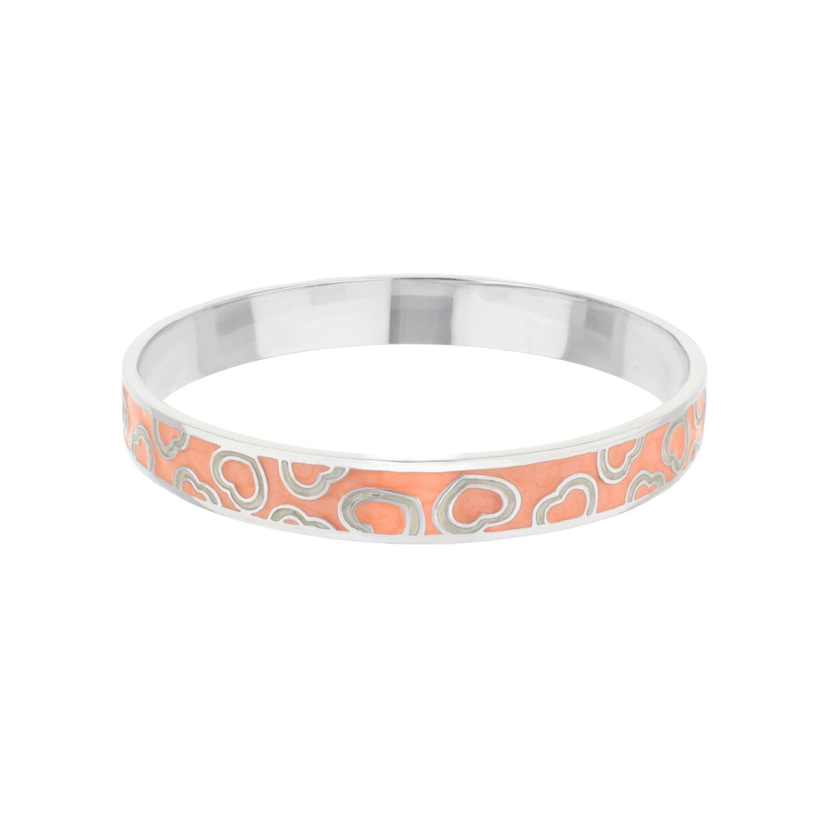 Lots of Love Slip-On Bangle bracelet in silver with peach enamel looping pattern on Tampa Home & Garden Store