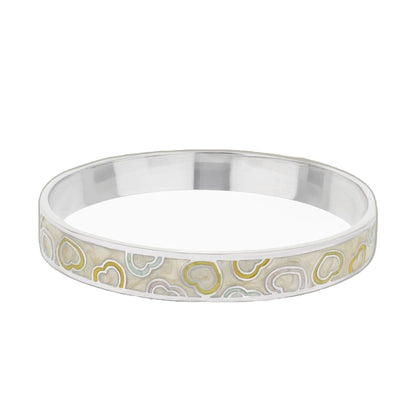 Lots of Love Slip-On Bangle bracelet with colorful enamel motif on silver band by LG Adams on Tampa Home & Garden Store