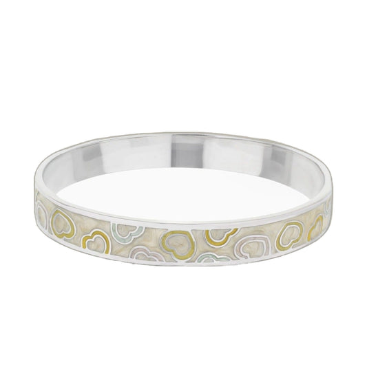 Lots of Love Slip-On Bangle bracelet with colorful enamel motif on silver band by LG Adams on Tampa Home & Garden Store