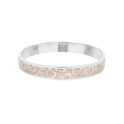 Lots of Love Slip-On Bangle by Lauren G Adams, silver bracelet with beige marbled heart motif on Tampa Home & Garden Store