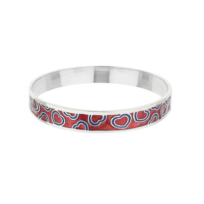 Lots of Love Slip-On Bangle bracelet silver-tone red hearts blue outlines Lauren G Adams on Tampa Home & Garden Store