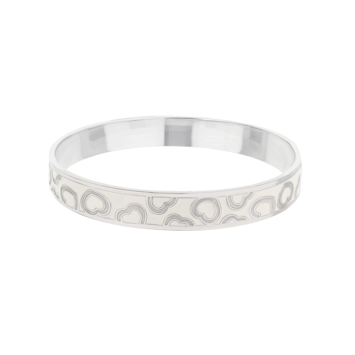Lots of Love Slip-On Bangle bracelet in silver with embossed heart motif by Lauren G Adams on Tampa Home & Garden Store