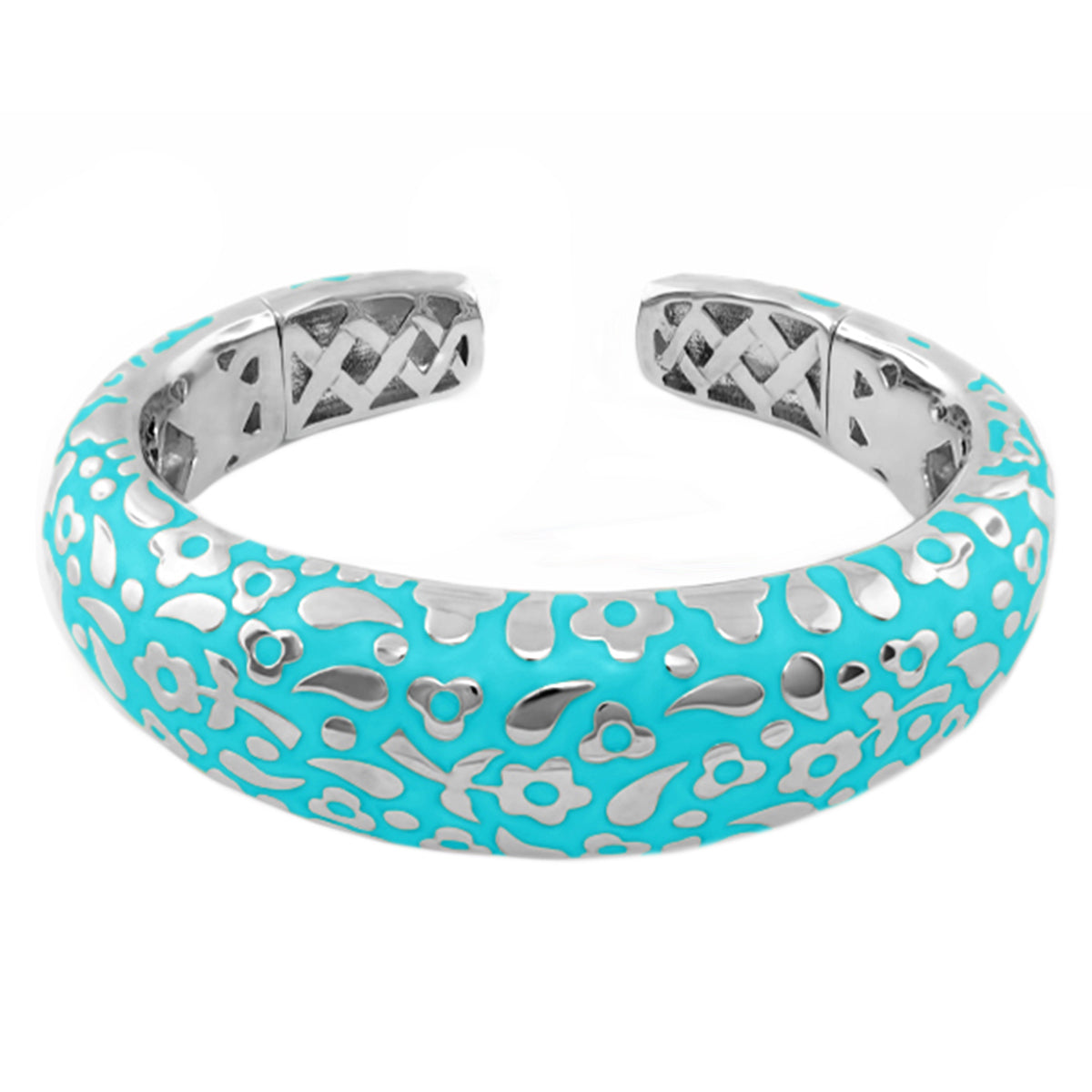 Flowers by Orly Bangle Bold Pebble Cuff turquoise enamel silver bracelet on Tampa Home & Garden Store