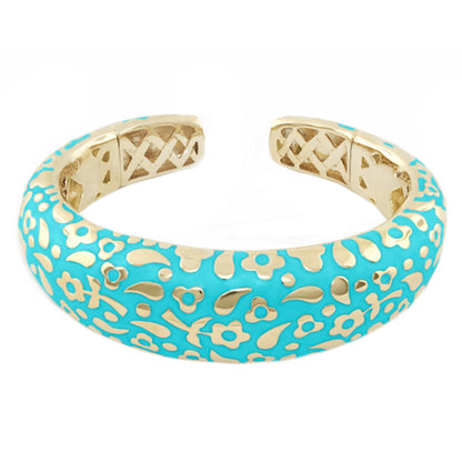 Flowers by Orly Bangle Bold Pebble Cuff turquoise enamel with gold lattice ends Lauren G Adams on Tampa Home & Garden Store
