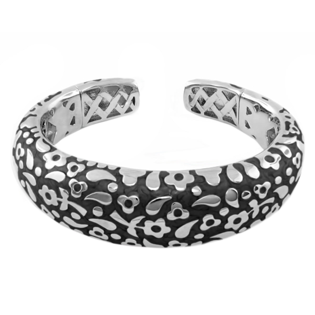 Hinged silver Flowers by Orly Bangle Bold Pebble Cuff with floral motif by Lauren G Adams on Tampa Home & Garden Store