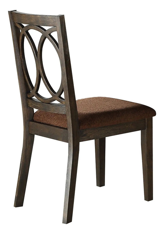 Jameson Side Chair brown espresso wood with circular back design and brown upholstered seat Unique Piece Furniture on Tampa Home & Garden Store